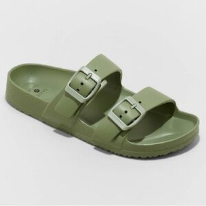 Women's Neida EVA Two Band Footbed Slide Sandals - Shade & Shore Olive Green 7